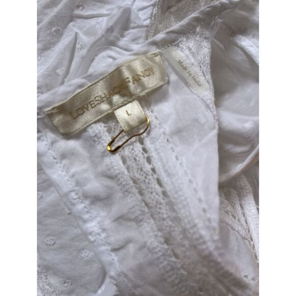Love Shack Fancy Cotton Natasha Heritage Mini Dress White Ruffle Lace Size L 10 - Picture 7 of 16